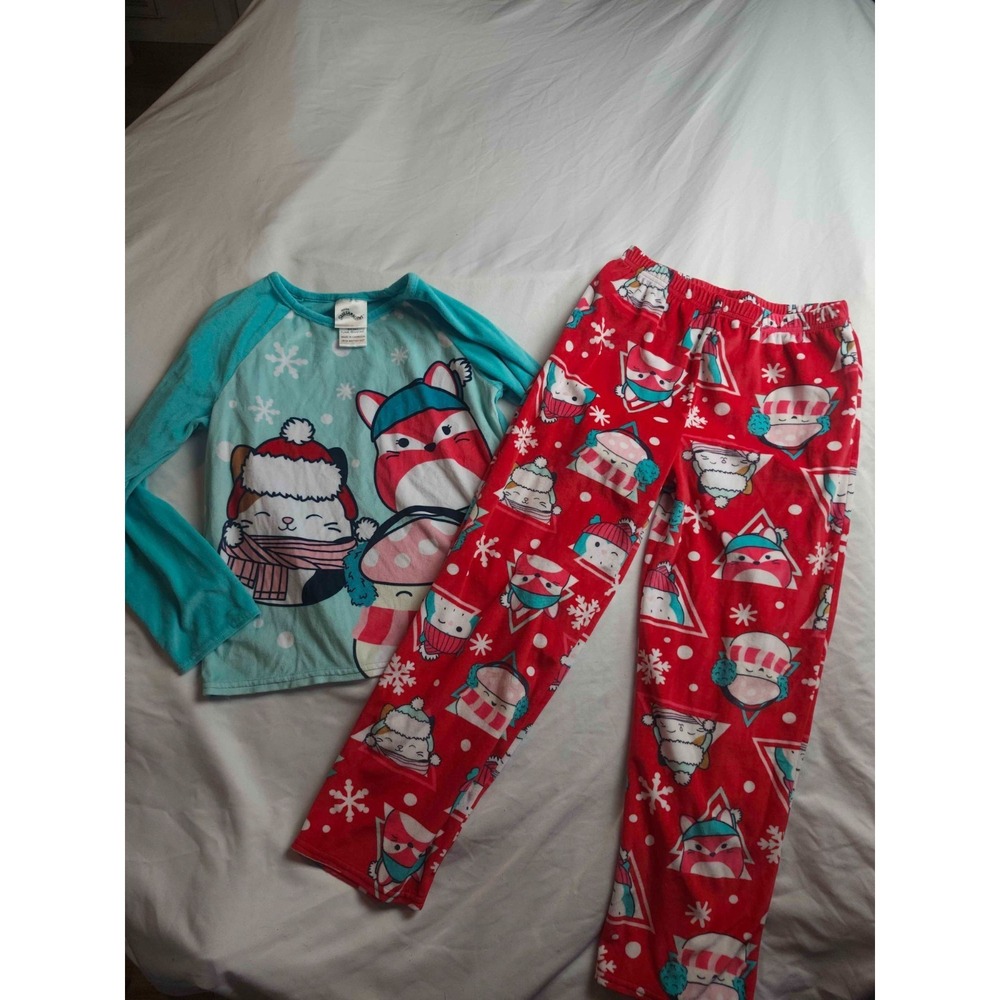 Squishmallow 2-Piece Christmas Holiday Pajama‎ Set Girls Size 10 Flame Resistant